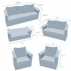 Salon de jardin en résine tressée 7 places 5 pcs Calvi Sepia et taupe