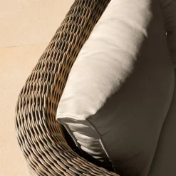 Salon de jardin en résine tressée 7 places 5 pcs Calvi Sepia et taupe