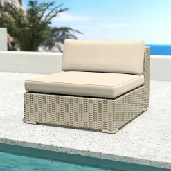 Salon de jardin en résine tressée 5 places 6 pcs Palma Gris et beige