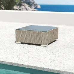 Salon de jardin en résine tressée 2 places 3 pcs Palma Gris et beige