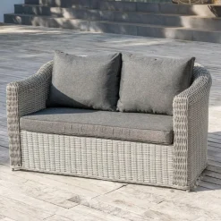 Salon de jardin en résine tressée 4 places 4 pcs Calvi Gris et gris foncé