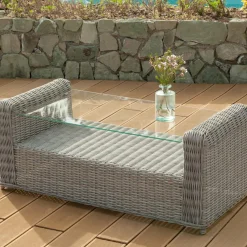 Salon de jardin en résine tressée 4 places 4 pcs Calvi Gris et gris foncé