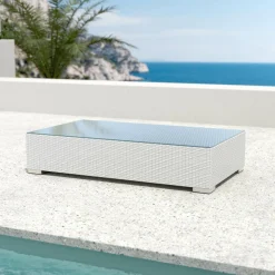 Salon de jardin en résine tressée 4 places 5 pcs Palma Blanc et beige