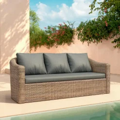 Salon de jardin en résine tressée 5 places 4 pcs Calvi Sepia et gris foncé