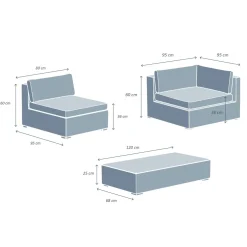 Salon de jardin en résine tressée 5 places 6 pcs Palma Blanc et taupe