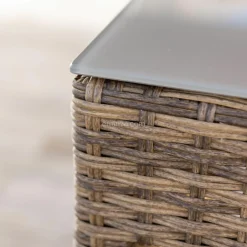 Salon de jardin encastrable résine tressée 4 places Menorca Sépia et beige