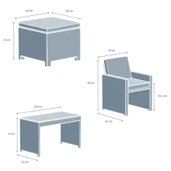 Salon de jardin encastrable résine tressée 4 places Menorca Sépia et beige