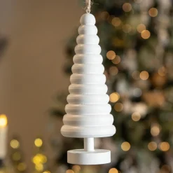 Sapin à suspendre en bois (H15 cm) Harmonie Blanc