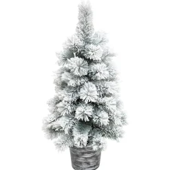 Sapin artificiel de Noël en pot (H70 cm) Windy Peak Vert enneigé