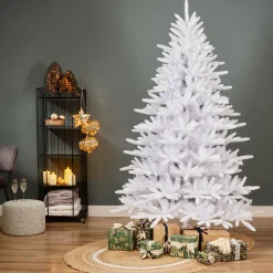 Sapin artificiel de Noël (H210 cm) Odense Blanc irisé et pailleté