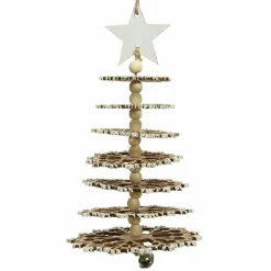Sapin de Noël à suspendre en bois (H21 cm) Valdo Blanc