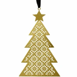 Sapin de Noël ajouré (H13 cm) Fleurs Or
