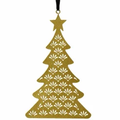 Sapin de Noël ajouré (H13 cm) Herbes Or