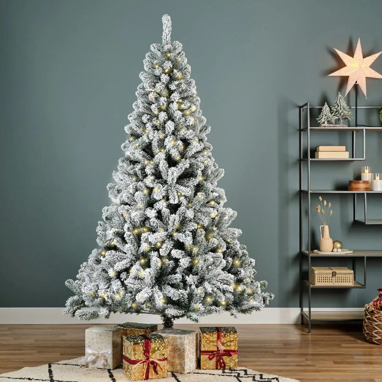 Sapin de Noël artificiel lumineux 640 LED (H300 cm) King Vert enneigé