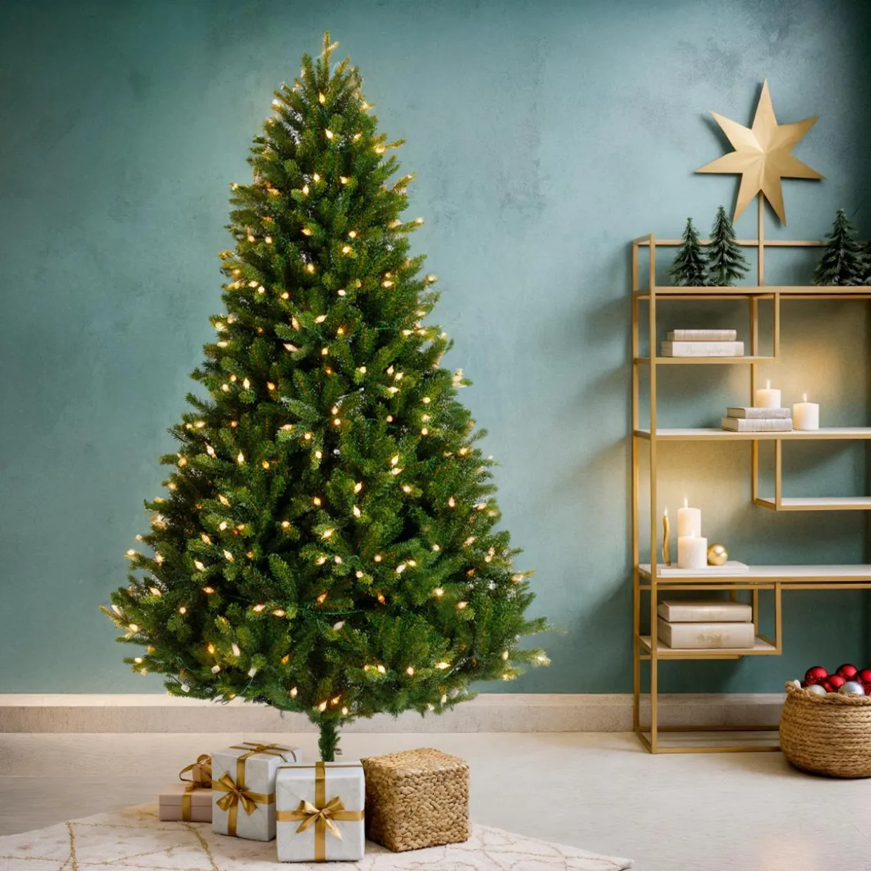 Sapin de Noël artificiel lumineux 520 LED (H240 cm) Barrow Vert sapin