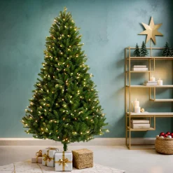 Sapin de Noël artificiel lumineux 400 LED (H210 cm) Barrow Vert sapin