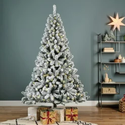 Sapin de Noël artificiel lumineux 200 LED (H150 cm) King Vert enneigé