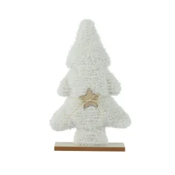 Sapin de Noël fausse fourrure à poser (H38 cm) Neige Blanche