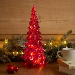 Sapin de Noël lumineux à piles 20 LED (H32 cm) Eternel Rouge