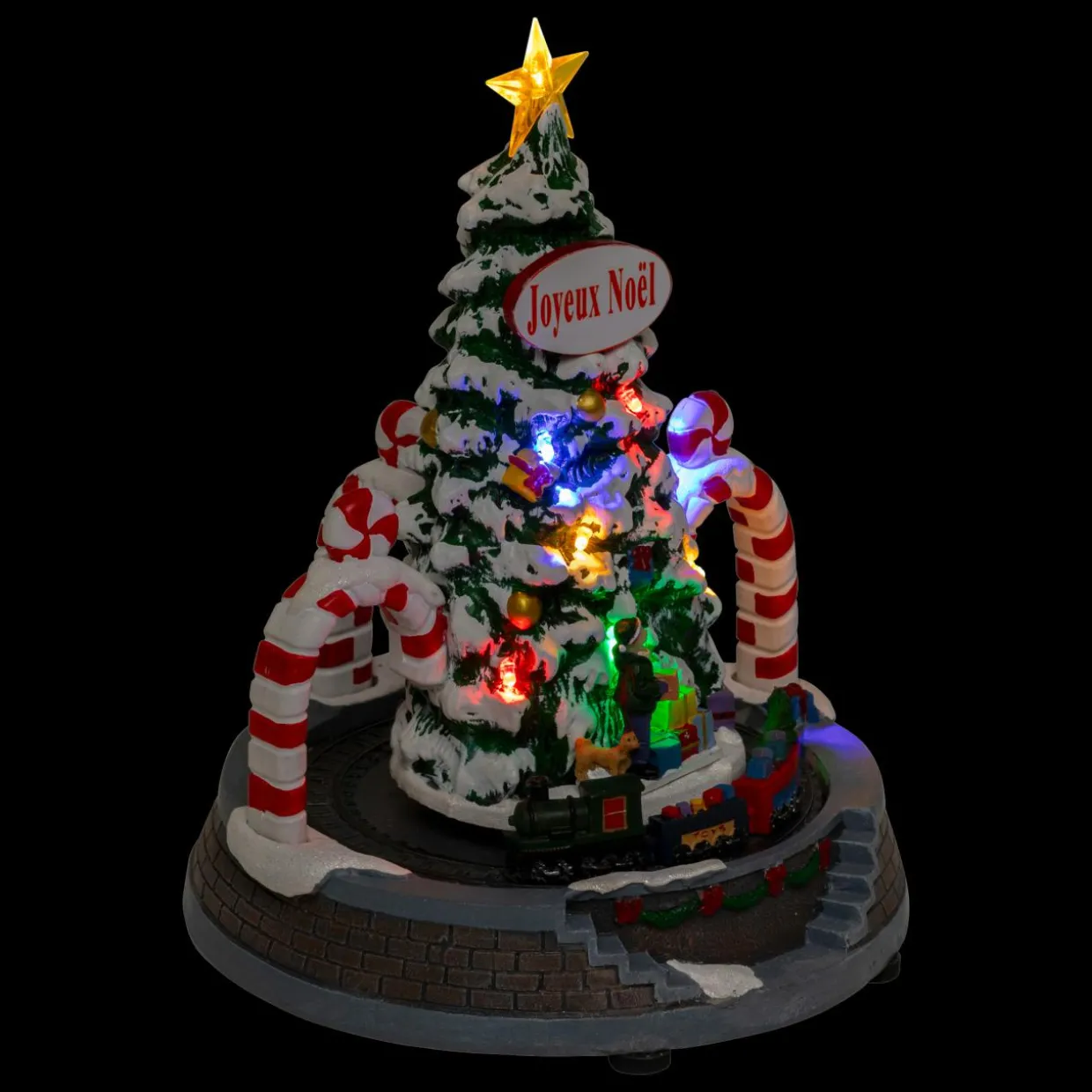 Sapin de Noël lumineux et animé à piles (H24 cm) Arches sucre d'orge