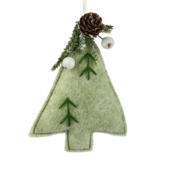 Sapin en feutrine à suspendre (H13 cm) Alpin Menthe blanche