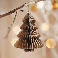 Sapin en papier à suspendre (H15 cm) Fermeture Magnétique Brun