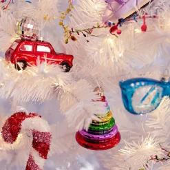 Sapin en verre à suspendre (H10 cm) Noël joyeux Multicouleur