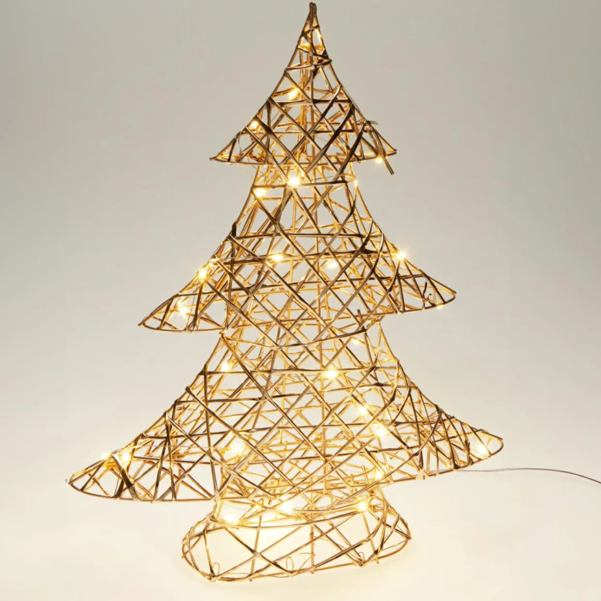 Sapin lumineux à piles 30 LED (H40 cm) Féerie de Noël Blanc chaud doré