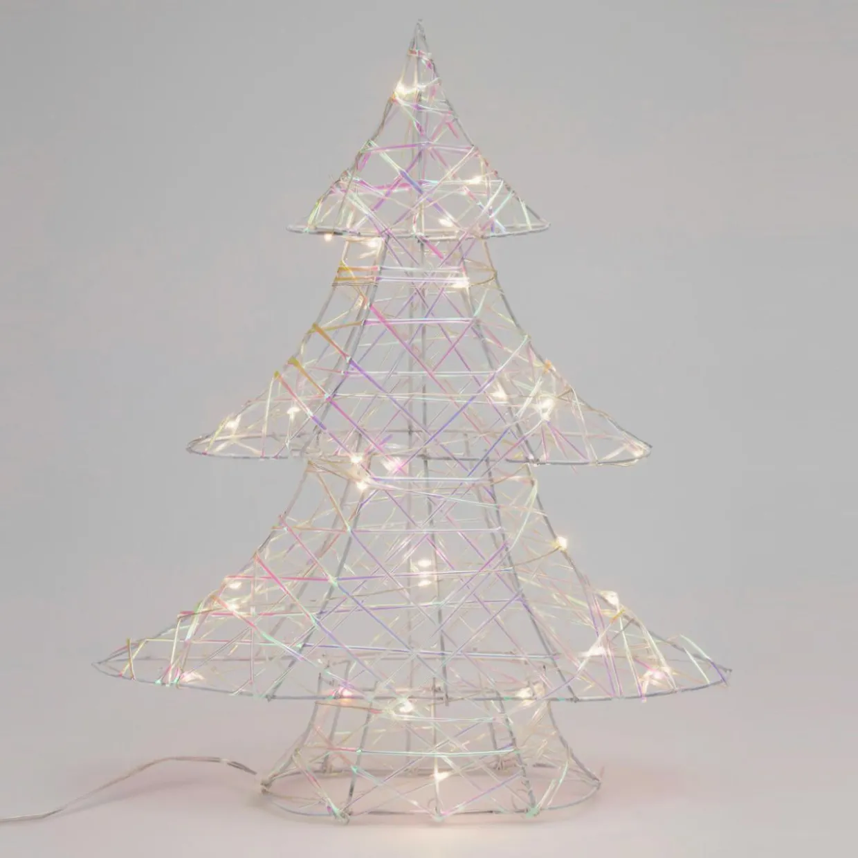Sapin lumineux à piles 30 LED (H40 cm) Féerie de Noël Irisé et blanc chaud