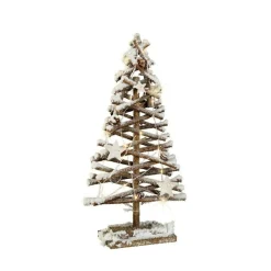 Sapin lumineux à piles 20 LED (H50 cm) Laponie enneigée Blanc chaud