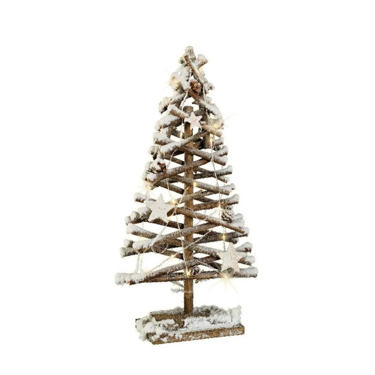 Sapin lumineux à piles 20 LED (H50 cm) Laponie enneigée Blanc chaud