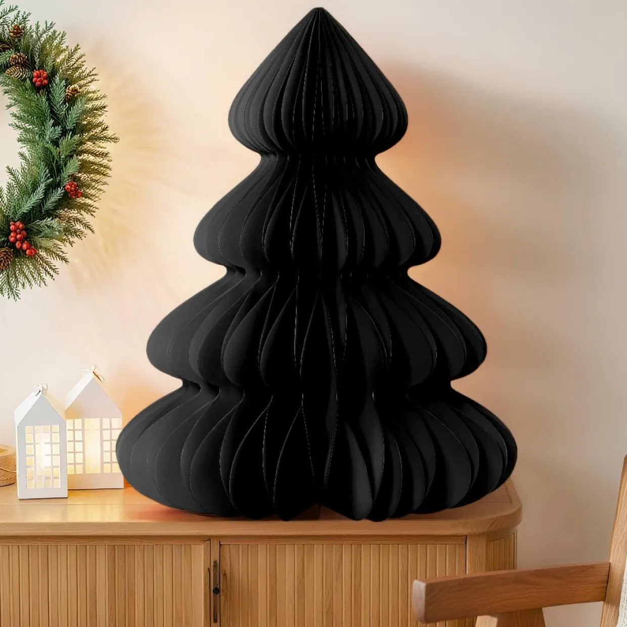 Sapin papier à poser (H90 cm) Fermeture Magnétique Noir