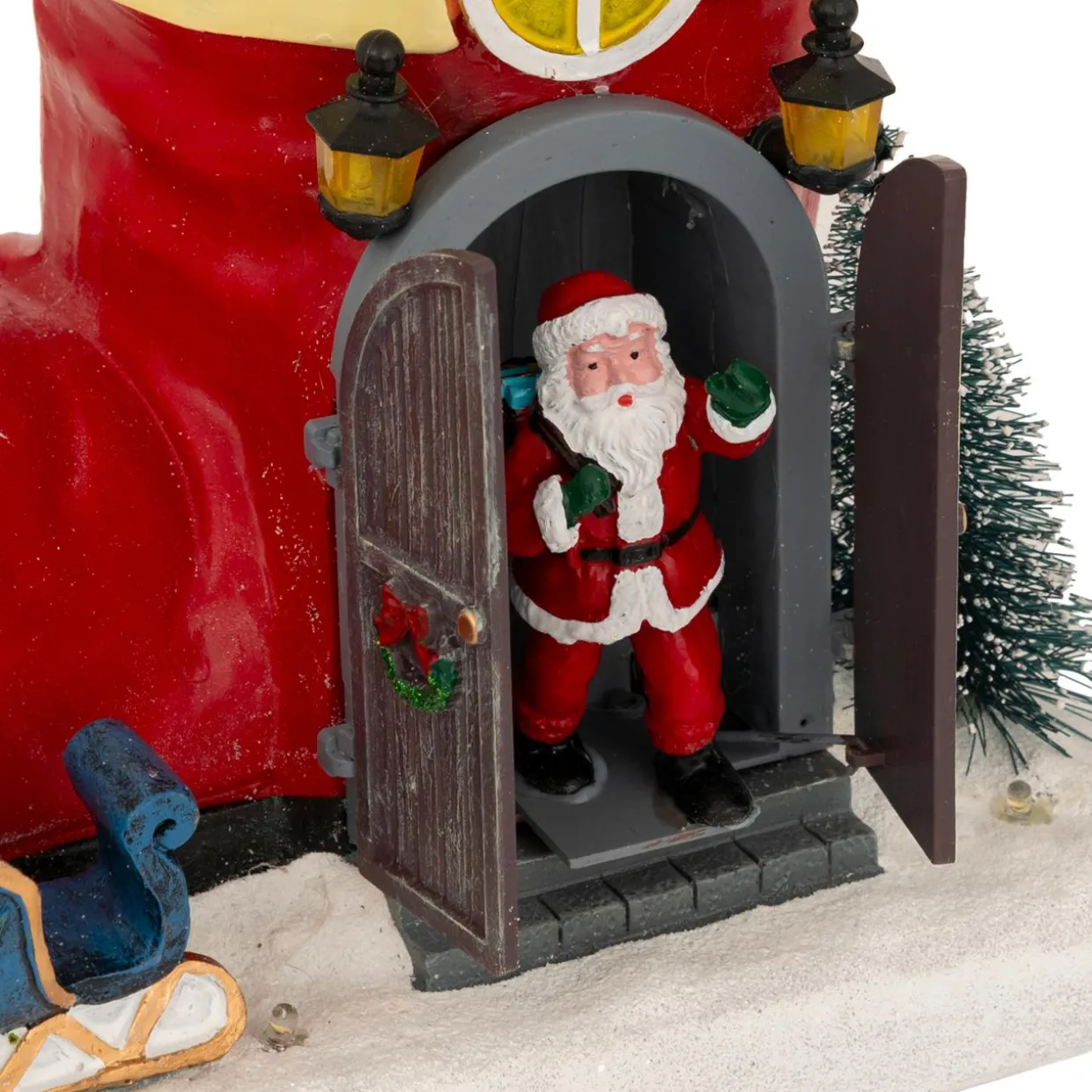 Scène de vie animée et musicale (H22 cm) Botte du Père Noël