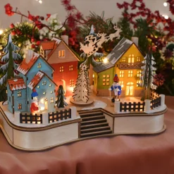 Scène de vie illuminée 10 LED (H18 cm) Village coloré