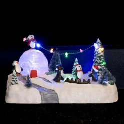 Scène de vie illuminée à piles Aire de jeu des pingouins