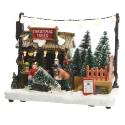 Scène de vie illuminée à piles Marché de Noël
