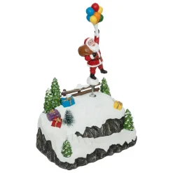 Scène de vie illuminée et animée (H22 cm) Envol du Père Noël