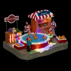 Scène de vie illuminée et animée à piles (H22 cm) Pêche aux canards