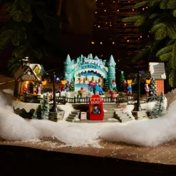 Scène de vie illuminée et musicale Patinoire extérieure