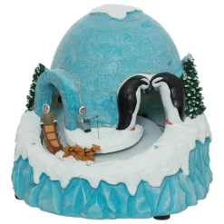 Scène de vie illuminée, musicale et animée (H22 cm) Igloo et chiens de traineaux