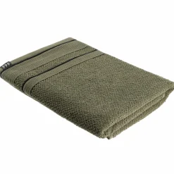 Serviette de bain coton (70 x 130 cm) Black Line Vert kaki / noir