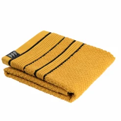 Serviette de bain coton (30 x 50 cm) Black Line Jaune ocre / noir