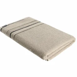 Serviette de bain coton (70 x 130 cm) Black Line Gris ficelle / noir