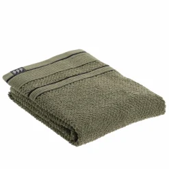 Serviette de bain coton (50 x 90 cm) Black Line Vert kaki / noir