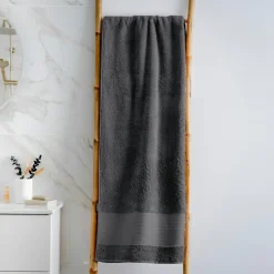 Serviette de bain coton bio (90 x 150 cm) Méline Gris orage