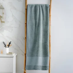 Serviette de bain coton bio (90 x 150 cm) Méline Bleu glacier