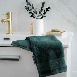 Serviette de bain coton bio (30 x 50 cm) Méline Vert émeraude