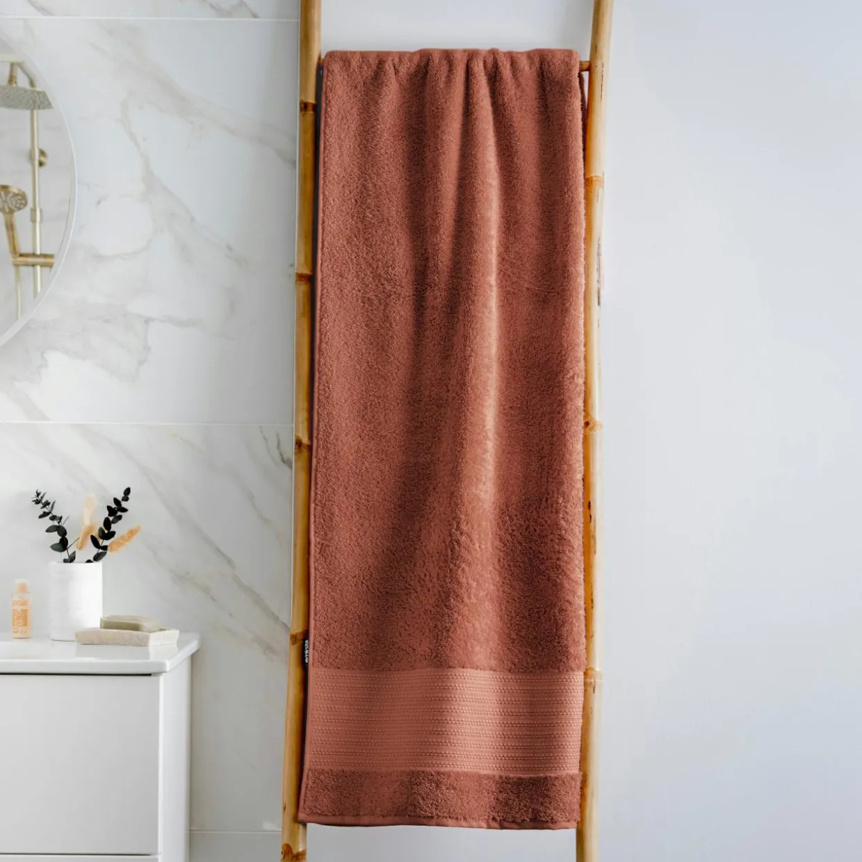 Serviette de bain coton bio (90 x 150 cm) Méline Terracotta