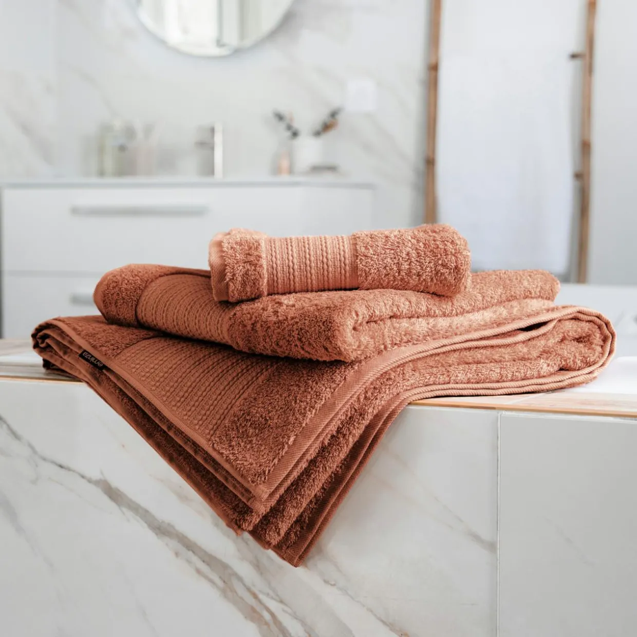 Serviette de bain coton bio (90 x 150 cm) Méline Terracotta