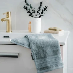 Serviette de bain coton bio (30 x 50 cm) Méline Bleu glacier